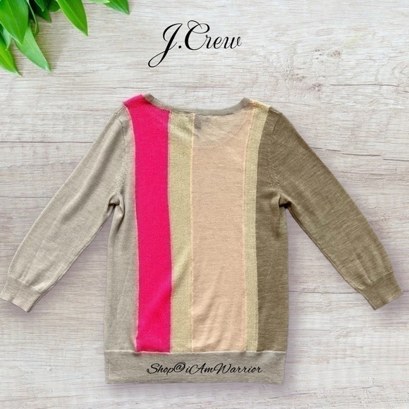 J.Crew vertical color-block stripe fine merino wool crewneck sweater *iamwarrior - Picture 4 of 8
